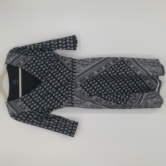 prAna‎ Women's Belladonna Faux Wrap Dress Black White Size Medium Bandana - Picture 1 of 16
